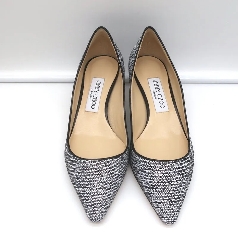 Jimmy Choo Romy 40 Pumps Chalk Woven Raffia Size 37 Pointed Toe Heels NEW